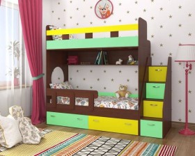 Детская двухъярусная кровать Юниор-1 Белый/Синий Распродажа в Шадринске - shadrinsk.katalogmebeli.com | фото 4