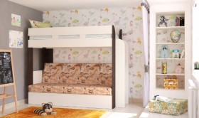 Кровать с диваном 75 Карамель Атлант (Венге Магия /Сосна Карелия/Савана) в Шадринске - shadrinsk.katalogmebeli.com | фото