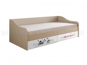Кровать Boy Вега 0,9 м (Дуб беленый/Белый глянец/фотопечать) в Шадринске - shadrinsk.katalogmebeli.com | фото