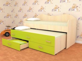 Кровать детская Нимфа двухместная 2.0 Дуб молочный/Лайм в Шадринске - shadrinsk.katalogmebeli.com | фото
