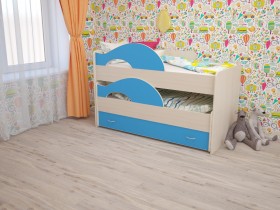 Кровать детская Радуга 1600 Млечный дуб/Голубой в Шадринске - shadrinsk.katalogmebeli.com | фото