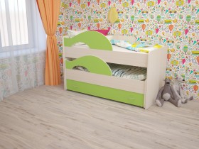 Кровать детская Радуга 1600 Млечный дуб/Салатовый в Шадринске - shadrinsk.katalogmebeli.com | фото