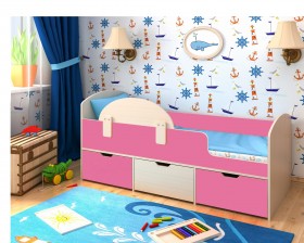 Кровать Малыш-мини Дуб молочный/Розовый в Шадринске - shadrinsk.katalogmebeli.com | фото