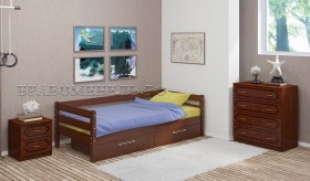 Кровать одинарная ГЛОРИЯ из массива сосны  900*2000 (Орех) в Шадринске - shadrinsk.katalogmebeli.com | фото
