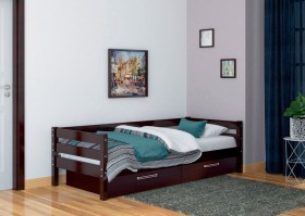 Кровать одинарная ГЛОРИЯ из массива сосны  900*2000 (Орех Тёмный) в Шадринске - shadrinsk.katalogmebeli.com | фото