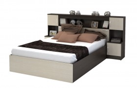 Кровать с прикроватным блоком КР 552 Спальня Basya (венге/белфорт) в Шадринске - shadrinsk.katalogmebeli.com | фото