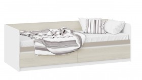 Кровать «Сканди» с 2 ящиками Дуб Гарден/Белый/Глиняный серый в Шадринске - shadrinsk.katalogmebeli.com | фото