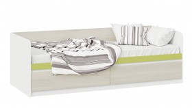 Кровать «Сканди» с 2 ящиками Дуб Гарден/Белый/Зеленый в Шадринске - shadrinsk.katalogmebeli.com | фото