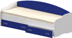 Кровать Софа-7 с мягкой спинкой (800х1900) Белый/Синий в Шадринске - shadrinsk.katalogmebeli.com | фото 1