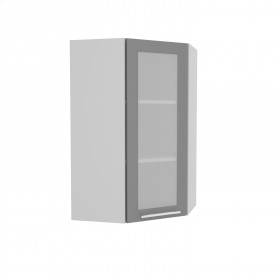 Квадро ВПУС 550 шкаф верхний угловой со стеклом высокий (Ваниль кожа/корпус Серый) в Шадринске - shadrinsk.katalogmebeli.com | фото