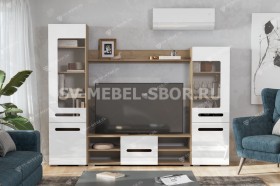 Мебель для гостиной МГС 6 (Исполнение 1/Дуб золотой/Белый глянец) в Шадринске - shadrinsk.katalogmebeli.com | фото 1