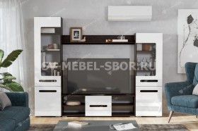 Мебель для гостиной МГС 6 (Исполнение 1/Венге/Белый глянец) в Шадринске - shadrinsk.katalogmebeli.com | фото 1