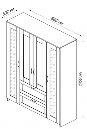 Шкаф четырехдверный Сириус с 2 зеркалами и 2 ящиками дуб сонома в Шадринске - shadrinsk.katalogmebeli.com | фото 3
