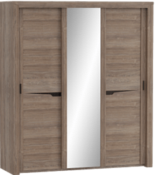 Шкаф трехдверный Соренто с раздвижными дверями Дуб стирлинг/Кофе структурный матовый в Шадринске - shadrinsk.katalogmebeli.com | фото